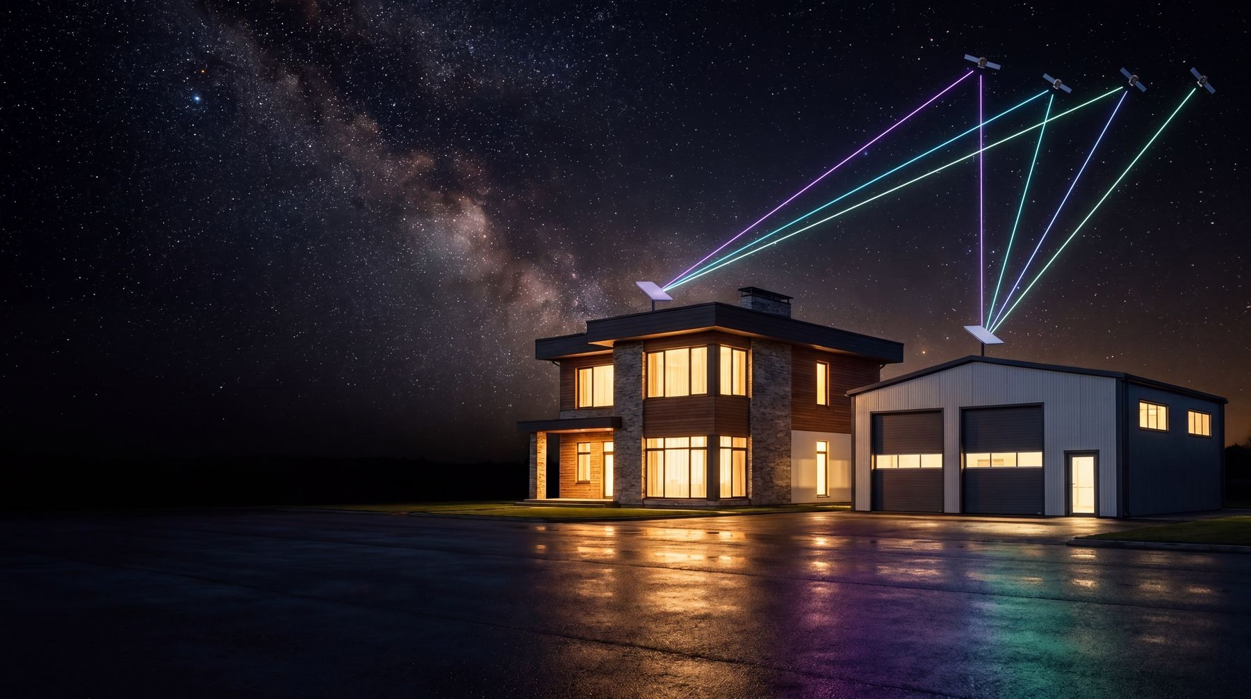 KI-generierte Aufnahme zum Thema Starlink-Internet für Haus & Betrieb